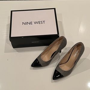 Nine West grey and black patent leather heels